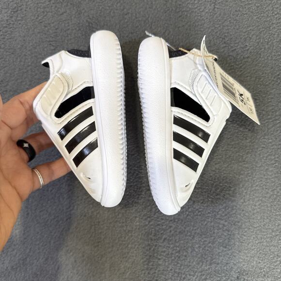 Adidas Water Sandal I Slide Sandals Toddlers White Black Size 5K Slip On - Picture 5 of 7
